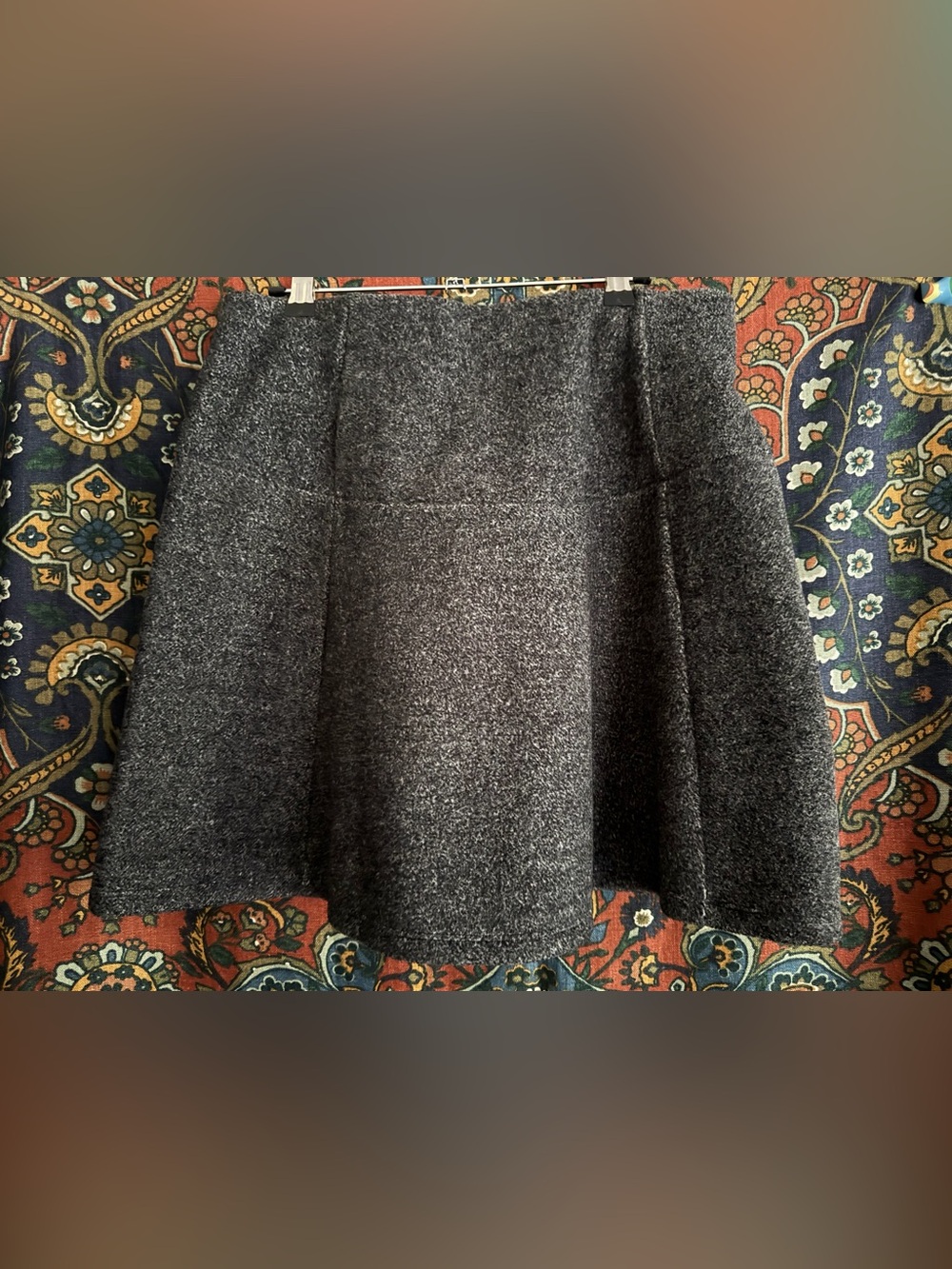 LOFT Charcoal Gray Flared faux Wool Skirt